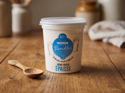 Ferme Sereine en Périgord - Crème Fraîche BAECHLER  – pasteurisé  - 330g - Épaisse à 40% de MG
