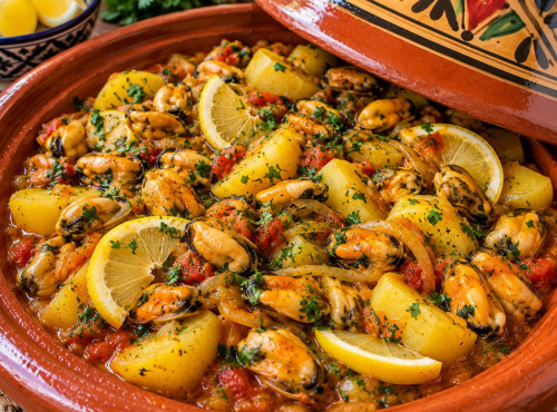 Le Paradis d'Escargot - Tajine marocain aux moules, pommes de terre & citron 🍋