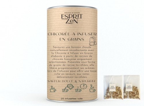 Esprit Zen - Chicorée à Infuser en Grains - Boite de 25 Infusettes - 75g