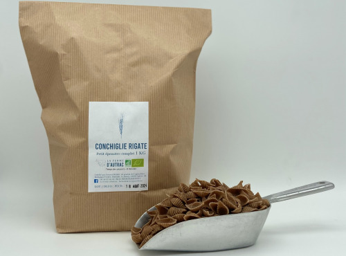 La Ferme d'Autrac - Conchiglie Rigate à la farine de Petit Epeautre BIO 1 KG