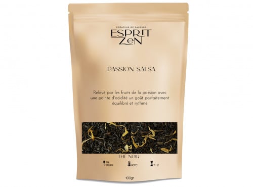 Esprit Zen - Thé Noir "Passion Salsa" - fruits de la passion - maracuja - vanille - Sachet 100g