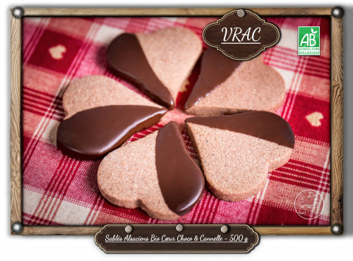 P'tit Bout d'Alsace - Sablés Alsaciens Bio Cœur Chocolat & Cannelle - 500 g (VRAC)