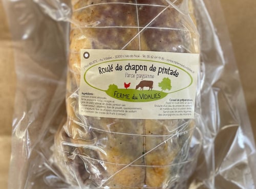 Ferme du Vidalies - [Précommande] Roulé de chapon de pintade farce forestière ≈ 2 kg