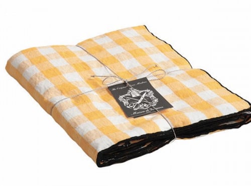 Maison de Vacances - Nappe Bourdon - Toile Mimi Vichy tournesol noir - 145x240