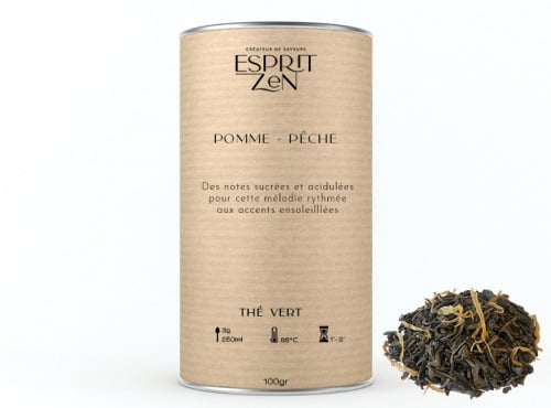 Esprit Zen - Thé Vert "Pomme Pêche" - pomme - pêche - Boite 100g