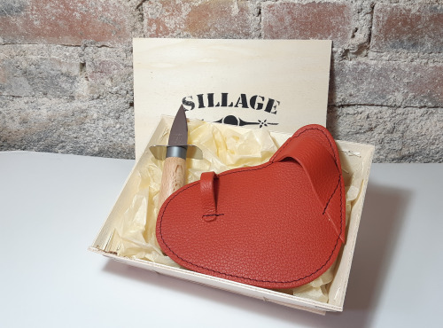 Sillage Maroquinerie - Coffret Gant Huîtrier Corail + Couteau À Huîtres - Pour Droitier