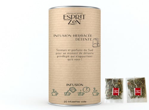 Esprit Zen - Infusion herbacée "Détente" - Boite de 20 Infusettes