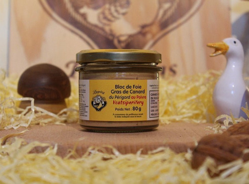 Lagreze Foie Gras - Bloc de Foie Gras de Canard du Périgord au Poivre de Voatsiperifery 12x80g