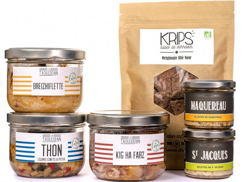 La Chikolodenn - La pause bretonne : chips de blé noir 100% avec 2 rillettes de la mer et 3 plats individuels 280g
