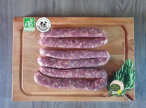 Ferme GAEC Côte Pardin - [SURGELE] 24 Saucisses de Boeuf BIO Race Aubrac - BARBECUE