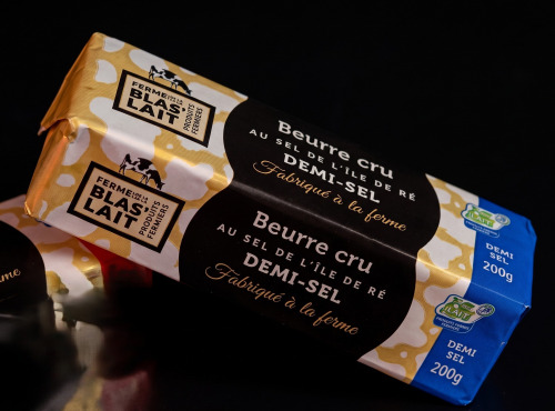 La Ferme de Blas'Lait - Lot de 2 Beurre cru demi-sel aux sels de l'île de ré 200g