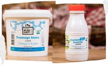La Ferme de Blas'Lait - Lot Fromage blanc lissé 1kg + Crème fraîche liquide 30%MG