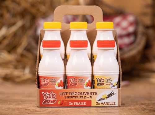 La Ferme de Blas'Lait - Yaourt à boire aromatisé à la Vanille x3 Fraise x3