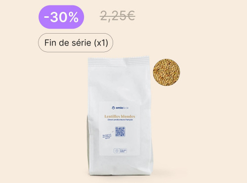 Omie - DESTOCKAGE - Lentilles blondes françaises - 500 g