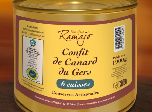Maison Ramajo - Confit de canard IGP Gers  6 cuisses 1900g
