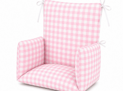 Timouny - Coussin de chaise haute Vichy – Rose - Universel & confortable – Made in France