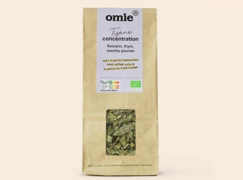 Omie - Tisane concentration bio - Romarin, thym et menthe poivrée - plantes 100% françaises - 45 g