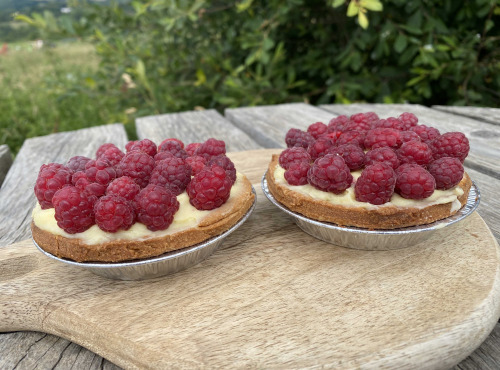 Ferme Sinsac - Tartelettes framboises sur crème de verveine