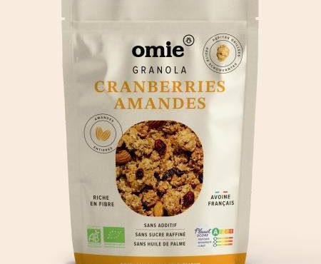 Omie - Granola cranberries amandes - avoine français - 330 g