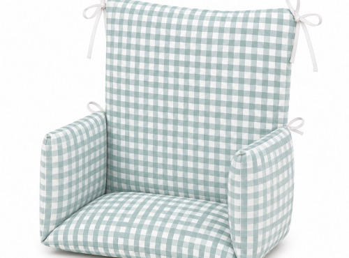 Timouny - Coussin de chaise haute Vichy Bleu