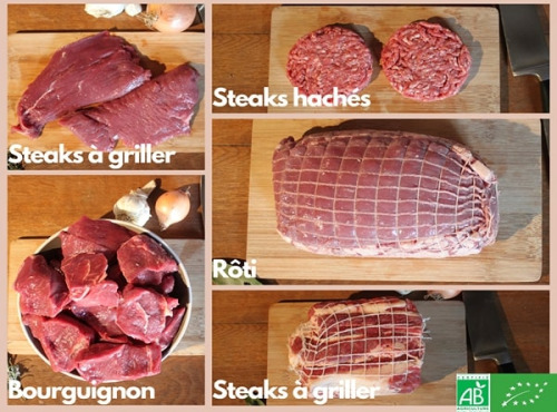 La Ferme DUVAL - [Précommande] Colis hiver steaks hachés de Bœuf Bio rôti - 10 kg