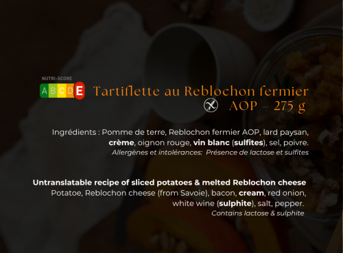 Les Bocaux du Bistrot - Tartiflette au reblochon fermier AOP
