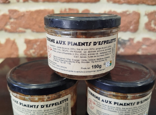 La charcuterie des Alpilles - Terrine aux piments d'espelette 190g