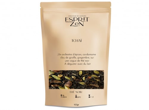 Esprit Zen - Thé Noir "Tchaï" - gingembre - cannelle - cardamome - Sachet 100g