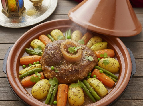Le Paradis d'Escargot - Tajine d'agneau fondant accompagné de légumes et de semoule 1 personne