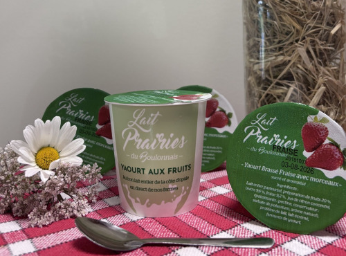 Lait Prairies du Boulonnais - Yaourt brassé à la fraise x4