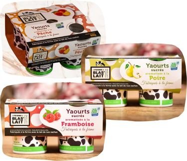 La Ferme de Blas'Lait - Lot 12 Yaourts Aromatisés Pêche Framboise Poire