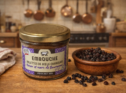 La Maison du Charolais - Rillettes de Bœuf Charolais aux raisins et marc de Bourgogne 80g