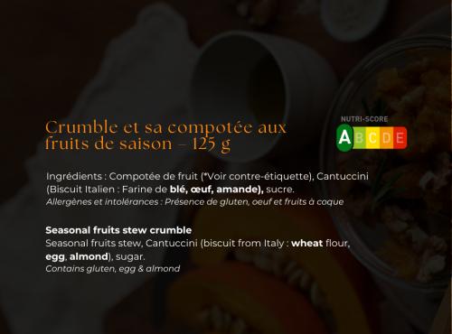 Les Bocaux du Bistrot - (Lot de 2x 125g) Le crumble et sa compotée aux fruits de saison