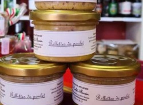 Le Confit d'Ascain - rillettes de poulet fermier Label Rouge-90g, lot de 4