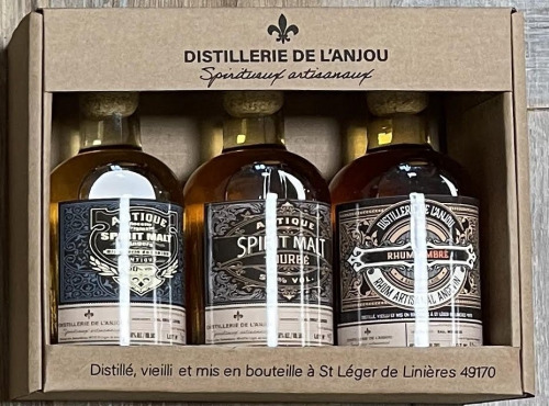 Distillerie de l'Anjou - Coffret de dégustation 3 bouteilles 20cl - Spirit malt + Spirit malt tourbé + Rhum -Produit en Anjou