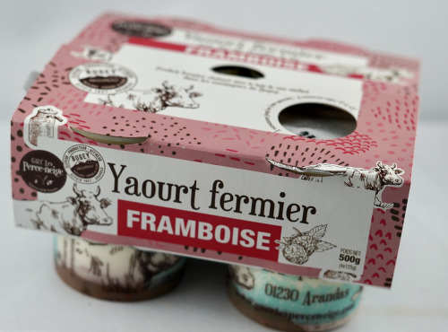 GAEC Les Perce-neige - Pack de 4 yaourts à la framboise x4