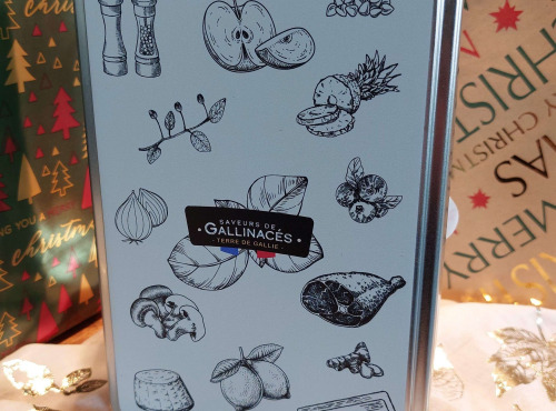 Terre de Gallie - COFFRET BOITE A SUCRE TERRINE ET RILLETTE LES GALLINACES ET SAUCISSON