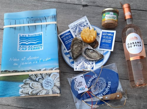 Les Huîtres du Grand Sud - Bourriche 24 huitres n2 Arcachon - Cap Ferret (vin rosé + pâté + accessoires)