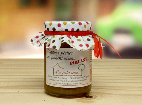 Les Perles Rouges - Chutney Pêche Au Piment Oiseau (piquant)
