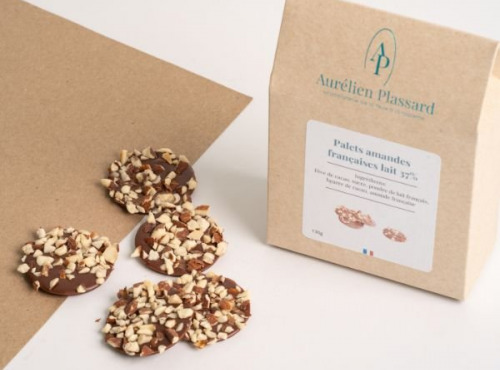 Aurélien Plassard Chocolatier - Palet lait 37% amandes Françaises