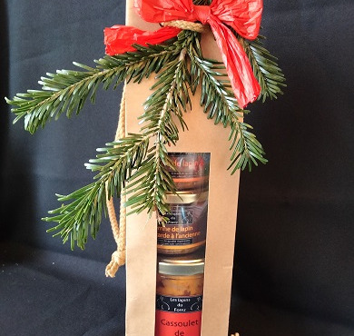 Les Viandes du Forez - Coffret cadeau avec un plat cuisiné (cassoulet de lapin) et de 2 terrines (au choix)