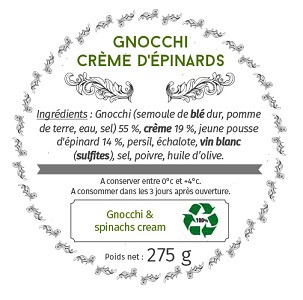 Les Bocaux du Bistrot - Gnocchi à la crème d'épinards