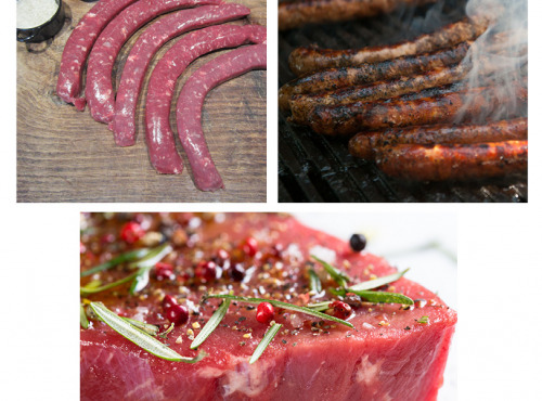Bisons d'Auvergne - Colis Été Viande De Bison : Saucisses, Merguez, Pavés [4 Repas Pour 4 Personnes]