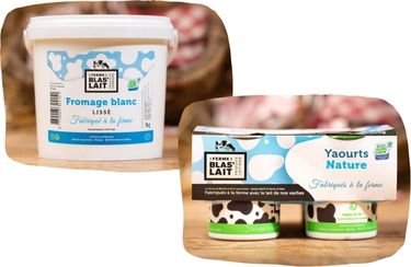 La Ferme de Blas'Lait - Lot Fromage blanc lissé 1kg + Yaourt Nature x4