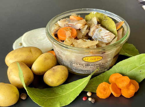 Etablissements JC David - Dés de Hareng doux fumés à l'ancienne à l'huile et aux aromates 230g