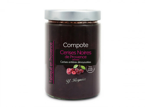 Conserves Guintrand - Compote De Cerises Noires Dénoyautées, Sans Sucres Ajoutés Yr - Bocal 580 Ml