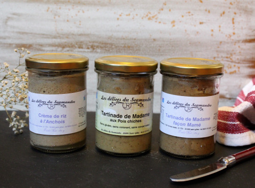 Les Délices du Scamandre - Trio de Tartinades : Pois Chiche, Crème de Riz à l'anchois, Pois Chiche-Betterave