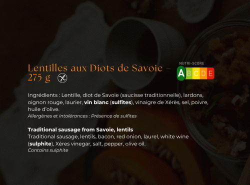 Les Bocaux du Bistrot - Lentilles aux Diots de Savoie