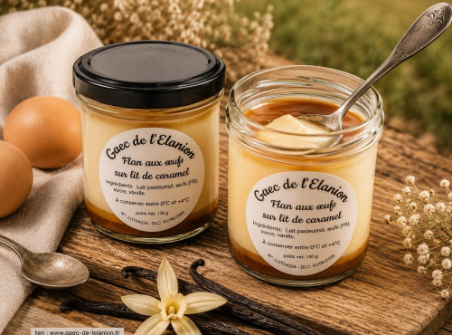 Gaec de l'Elanion - Flan  À La Vanille Sur Son Lit De Caramel En Pot x2