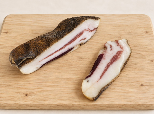 Ferme de Pommerieux - Guanciale de porc noir de Sologne - 24 mois d’élevage en plein air /s chênes et châtaigniers - 425 g